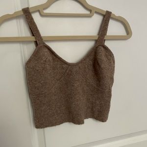Zara brown knit cropped tank
